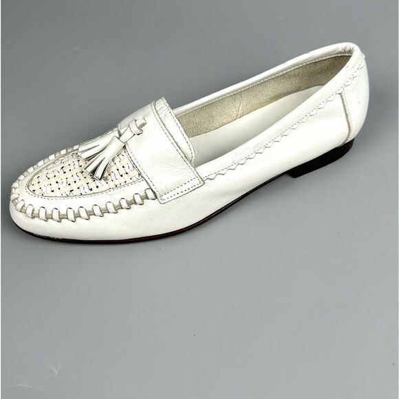 Jon Franco Pirelli Italy Tasseled Loafers White Leather Women’s 44 US 11,5 - Picture 4 of 15
